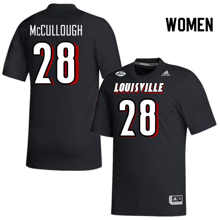 Women #28 Daeh McCullough Louisville Cardinals College Football Jerseys Stitched-Black